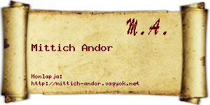 Mittich Andor névjegykártya